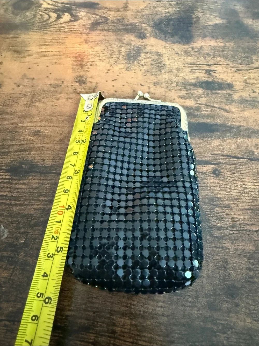 Black Sequin Kiss-Lock Evening Pouch